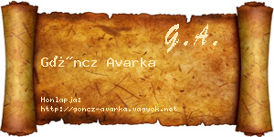 Göncz Avarka névjegykártya